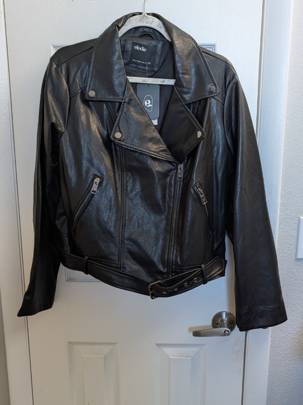 Elodie NWT Black Faux Leather Moto Jacket XL